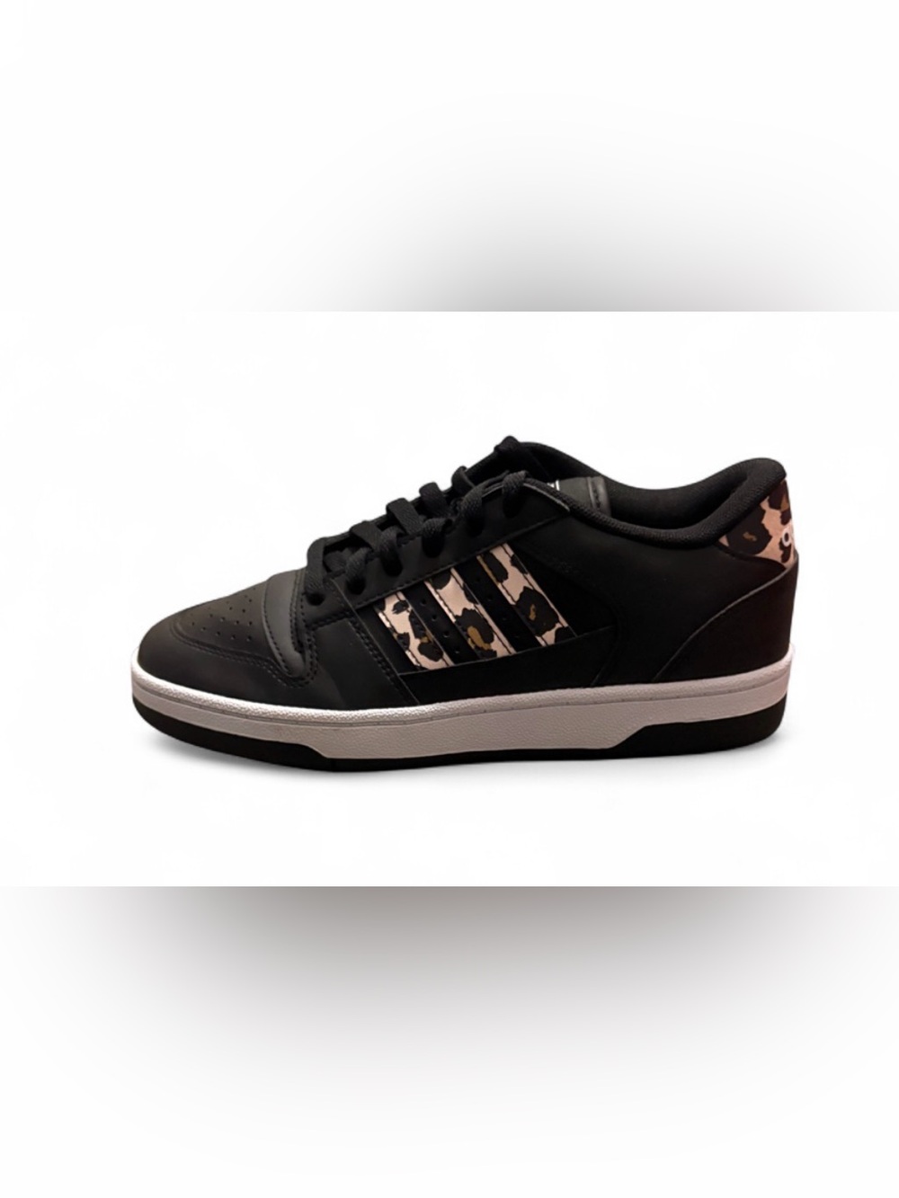 adidas Black Sneakers with Beige Leopard Accent